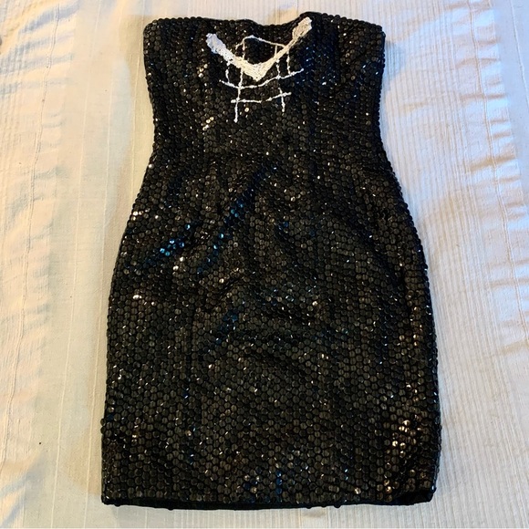 Vintage David Abraham sequined silk mini dress - Picture 1 of 5